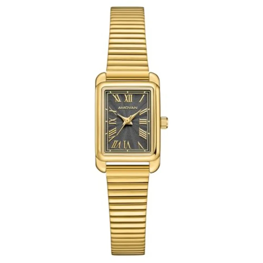 Relojes de Oro para Mujer con Muñeca Pequeña, Relojes de Pulsera Vintage con Caja Rectangular Delicada, Reloj de Pulsera de Cuarzo Vintage para Madre