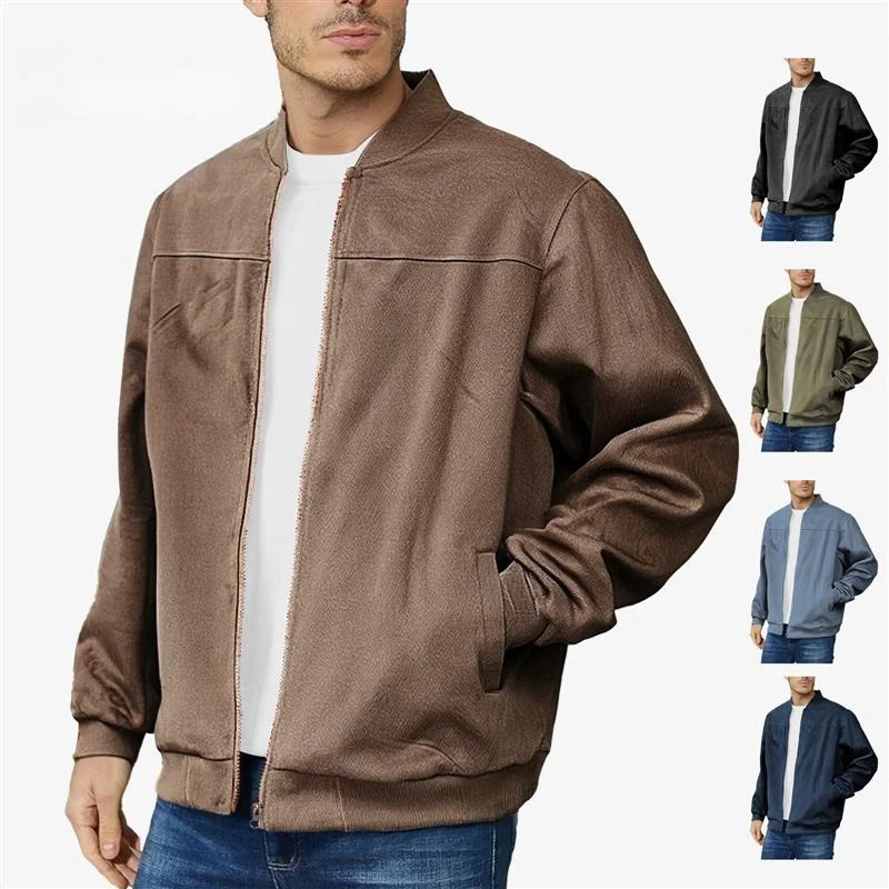 

Мужская замшевая куртка на молнии American Sle Long Sve, повседневная весенне-осенняя верхняя одежда, удобная свободная посадка для среднего года