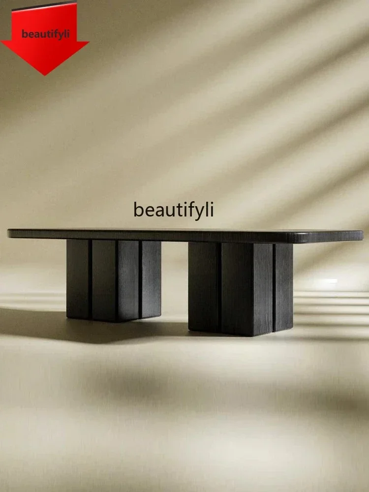 Q181 Medieval solid wood rectangular dining table retro wabi sandy log Nordic conference table B & B dining table