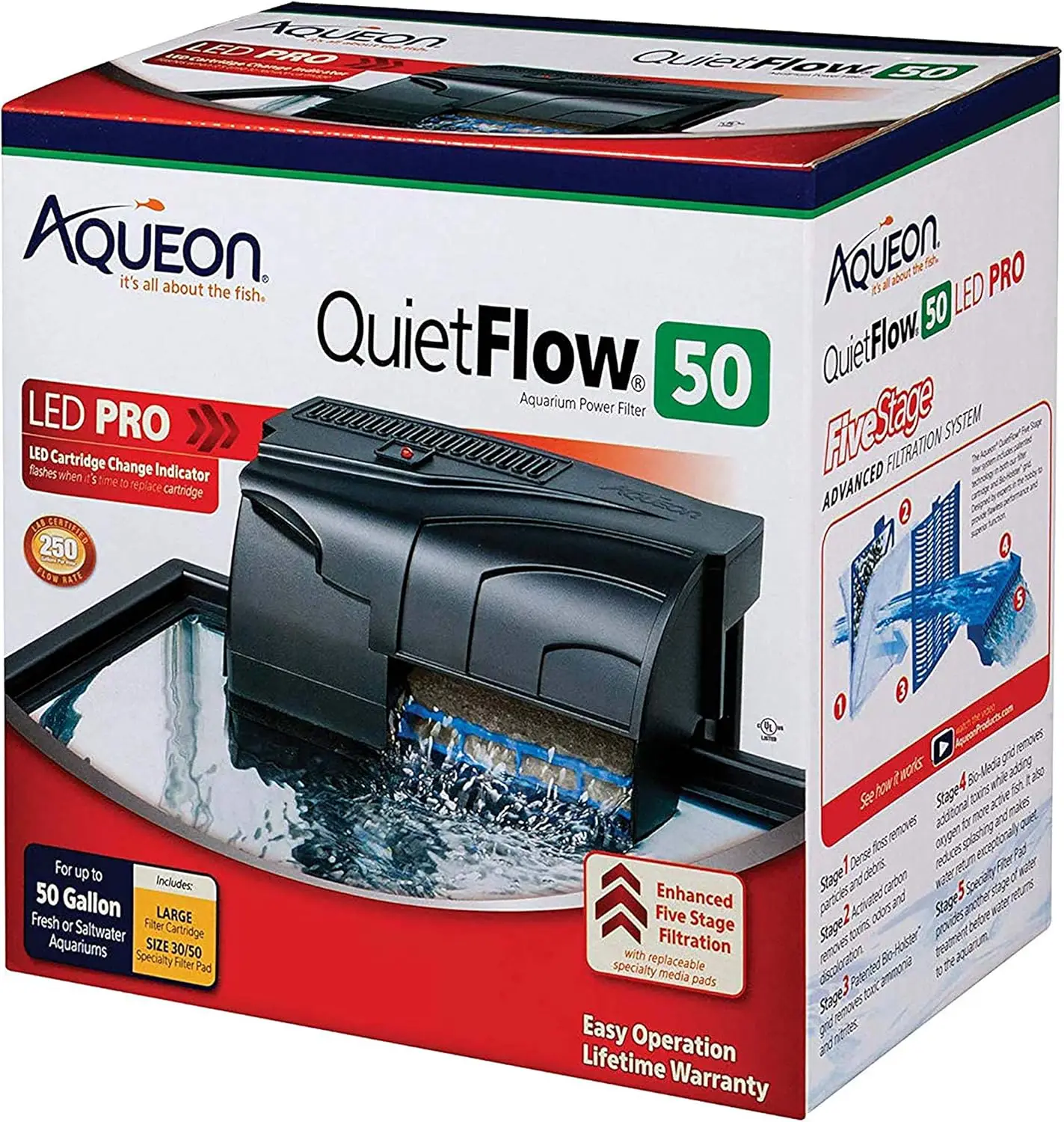 

Фильтр для аквариума QuietFlow 50 LED PRO для аквариумов объемом до 50 галлонов