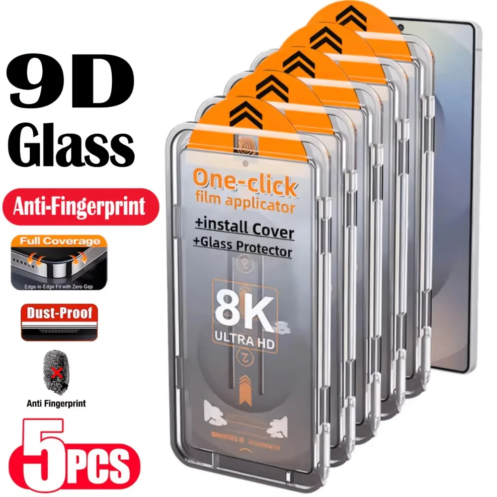 1-5PCS HD Screen Protector For Samsung A56 5G A57 A37 A36 A27 A16 A26 A55 A17 S25 S26 Ultra S24 FE S23 One Click Tempered Glass