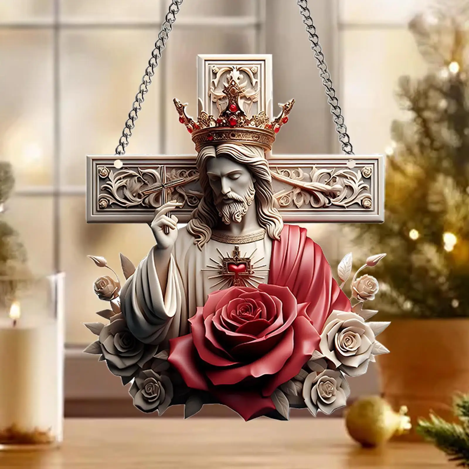 Acrylic Jesus Figure Hanging Decoration Lightweight Wall Decor Multifunctional