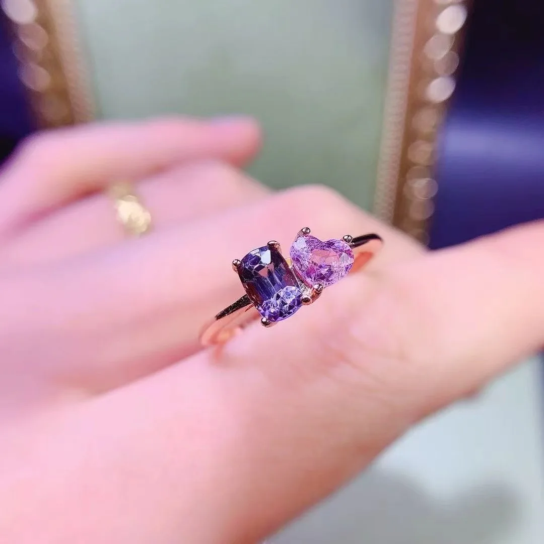 KJJEAXCMY High End Women's Ring Natural Spinel S925 Silver with Electroplating Boasting High Clarity Full Brilliance  Birthday