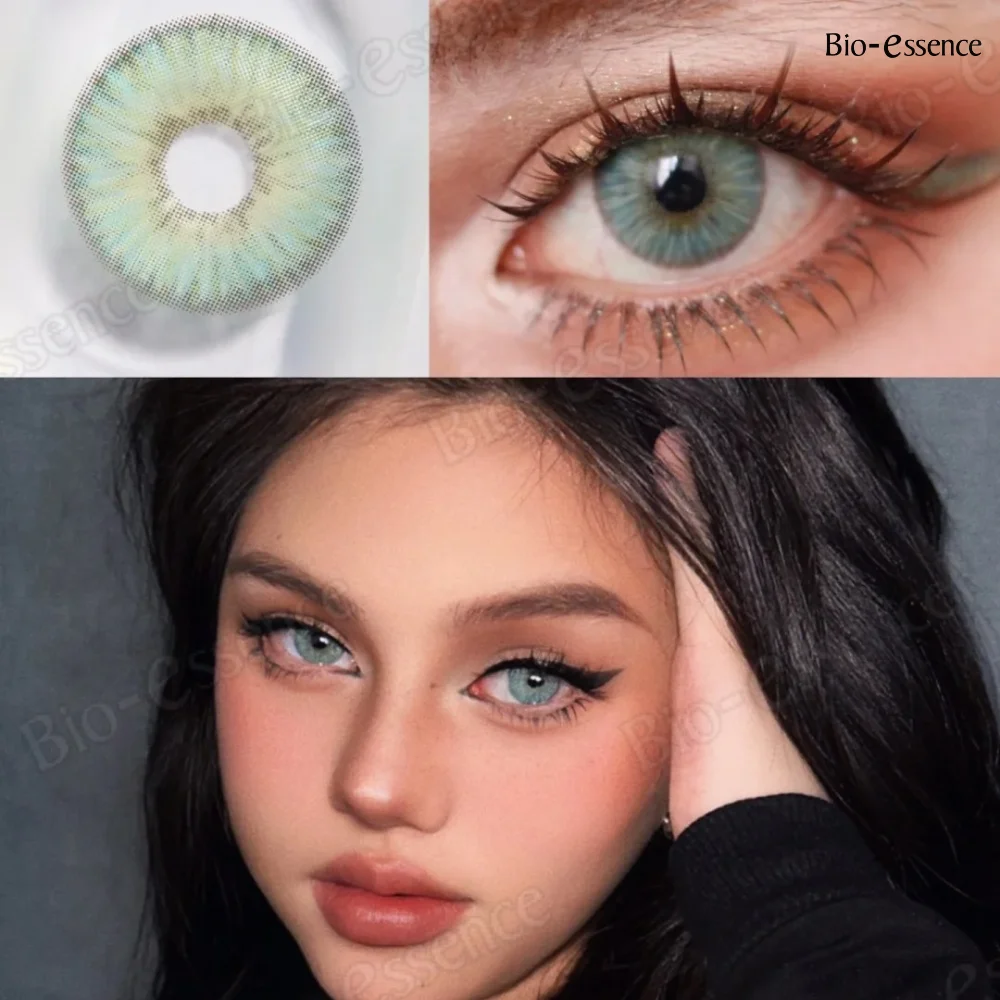 2025 nuevas lentes de contacto de colores bioessense 1 par para ojos lentes de belleza de moda coreana 1 año moda anual pupilentes verdes