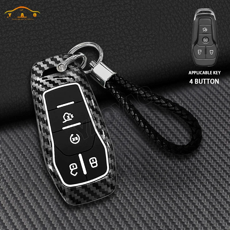 

For Ford Fusion Mondeo Mustang F-150 Explorer Edge 2015 2016 2017 2018 Carbon Fiber Remote Car Key Fob Case Cover Shell