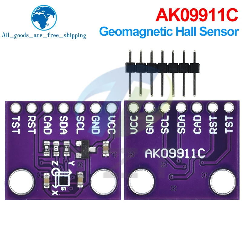 TZT MCU-9911 AK09911C Geomagnetic Hall Sensor Three-axis Compass Magnetometer Module For Arduino