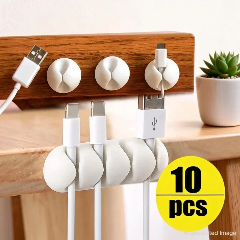 10/1 pz. Clip per cavi autoadesive in silicone, supporto per cavi USB, organizer per cavi, clip per la gestione dei cavi, per mantenere in ordine scrivanie e postazioni di lavoro in casa e in ufficio,