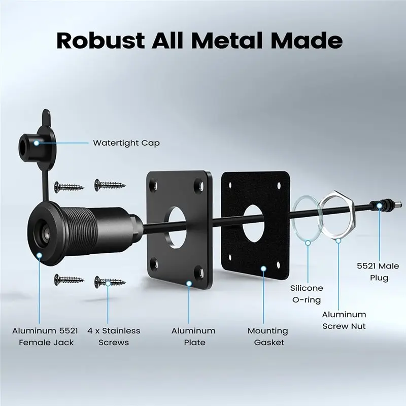 

Водонепроницаемая настенная розетка N96R для Starlink Mini, порт/разъем питания 5.5 X 2.1 (гнездо) - прямой тип для автодомов