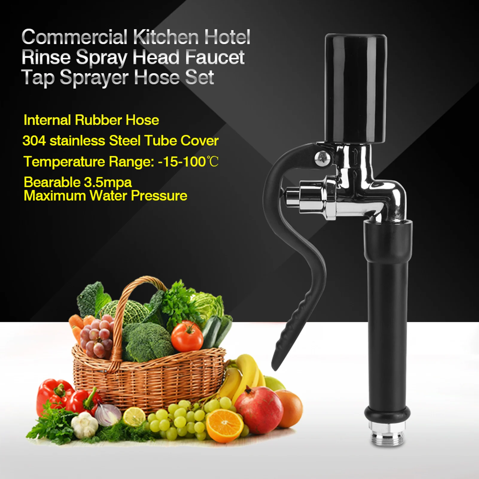 

Kitchen Sprayer Kit Commercial Kitchen Hotel Rinse Spray Head Faucet Tap Sprayer High Pressure Flexible Hose