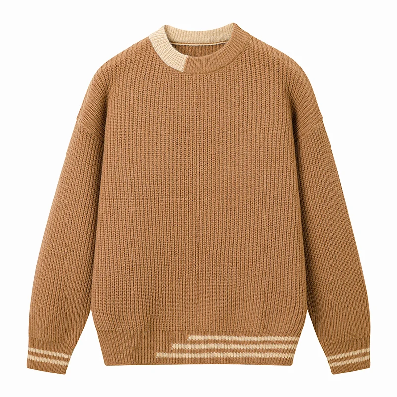 

Спортивная одежда для езды на велосипеде на открытом воздухе, мужской утепленный флисовый свитер, новый зимний вязаный свитер с круглым вырезом и длинными рукавами, однотонный свитер