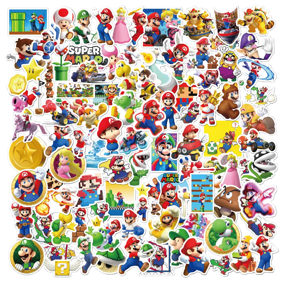 100Pcs/Set Cartoon Super Mario Game Stickers For Travel Luggage Phone Guitar Laptop Classic Cartoon Sticker Christmas Gift