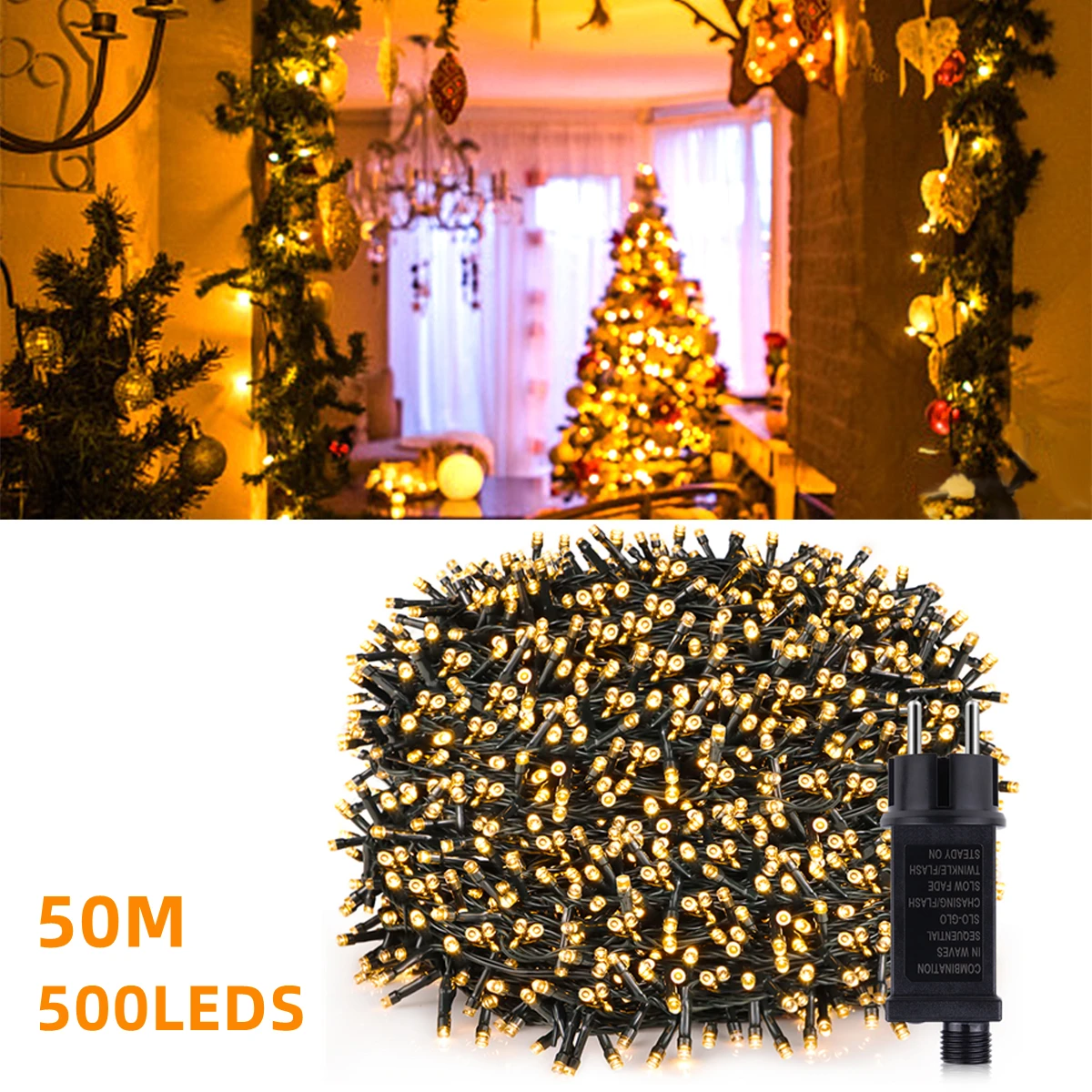 

Street Garden Decoration Garland Led Light String 220V Curtain Light Chain Outdoor Waterproof Holiday Wedding Lamp 20M/30M/50M