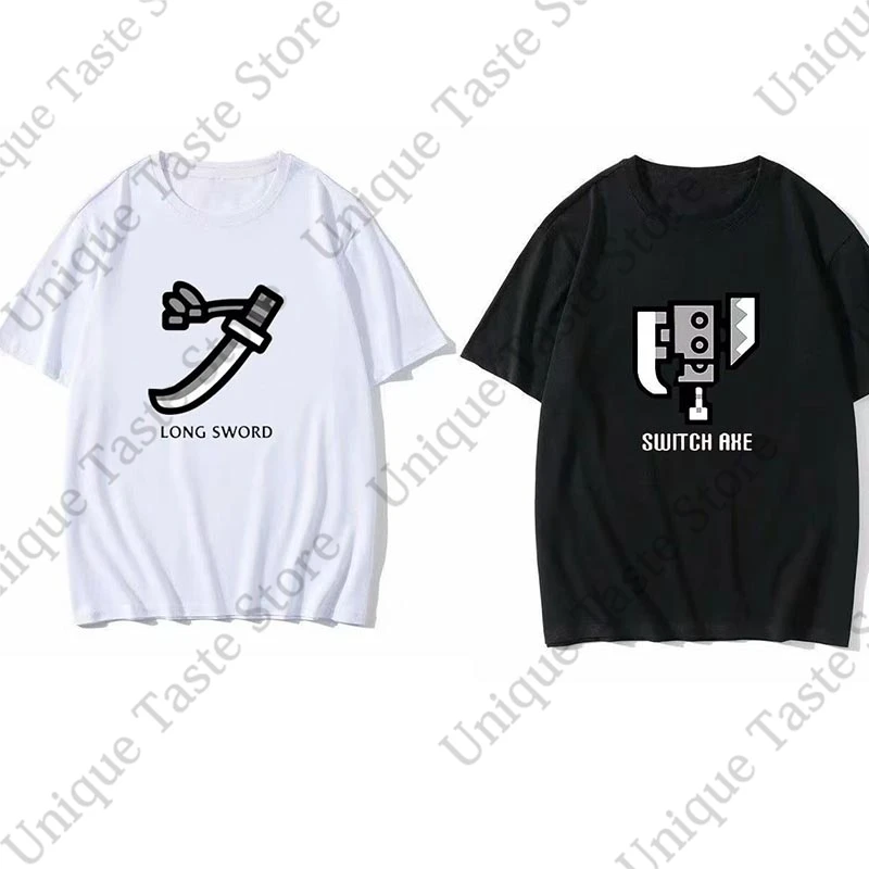 ‌MONSTER HUNTER T Shirt Great Sword Long Sword Hammer Print T-shirt Men Women High Quality Cotton Summer Short Sleeve Tee Tops