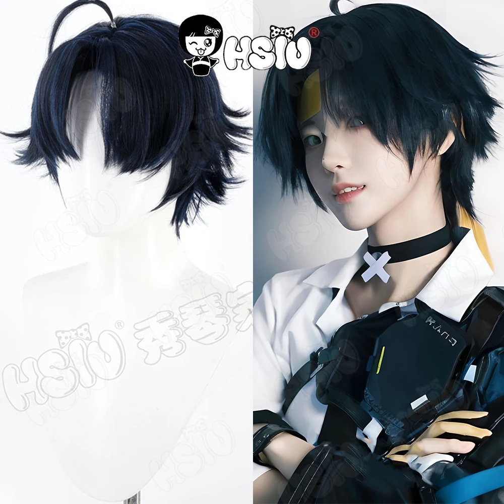

Парик для косплея Asaba Harumasa HSIU 30 см, черный, синий, синтетический парик с короткими волосами + шапочка для парика, игра Zenless Zone Zero, парик для косплея