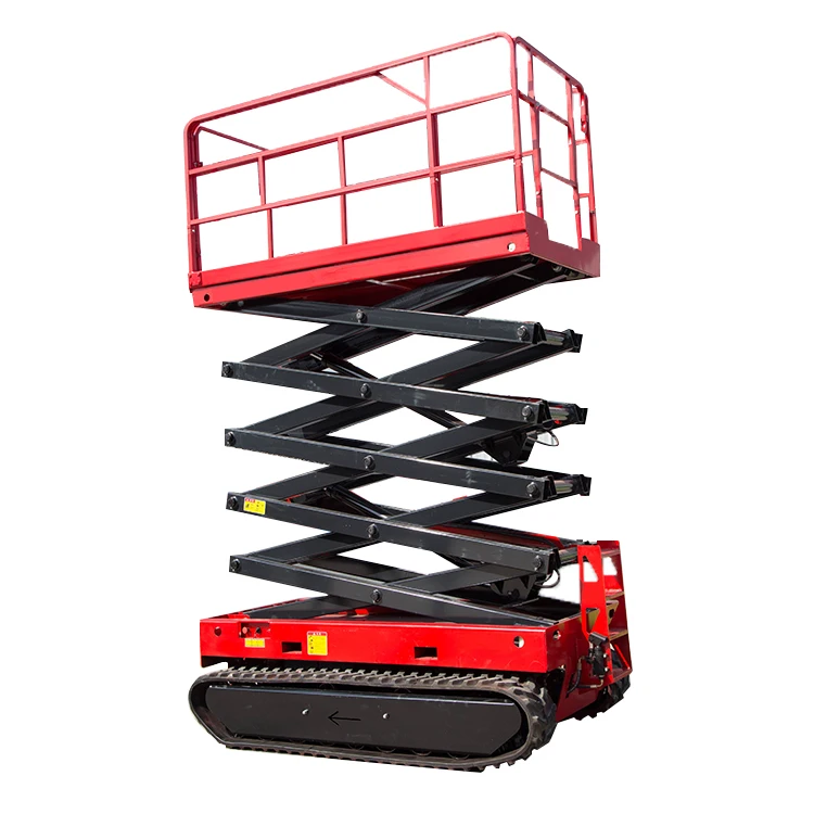 Rough Terrain Crawler Scissor Lift Hydraulic Self Propelled Tracked Lifting Platform with Electric Diesel Power System