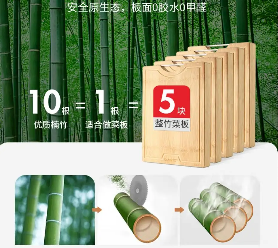 TANGGER Natural bamboo kitchen cutting board 3cm thickened home meat chopping board chopping board food cutting board 38*28*3cm