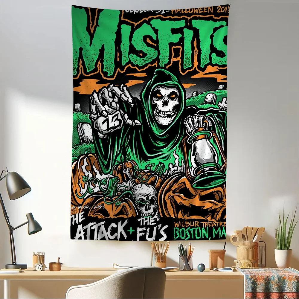 Misfits Hot Poster Horror Punk Rock Music Hippie Wall Hanging Tapestries Bohemian Wall Tapestries Mandala INS Home Decor