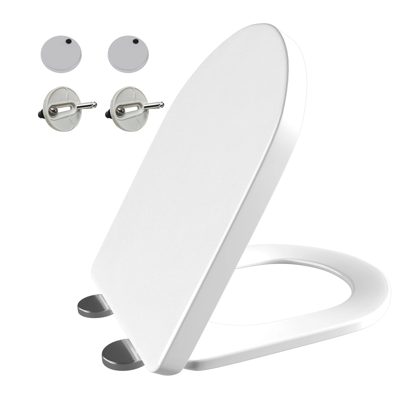 D-Shaped Toilet Seat Slow Close Quiet Lid Practical Handy Thickened Durable for Both Adults Children Safety Bathroom Accessories