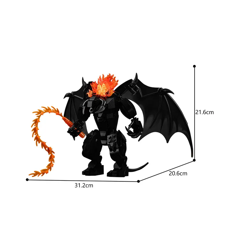 MOC Lorded Ring Balrogs Black Humanoid Demons Monster Building Block Action Figure Bricks Model Toys for Kids Collection Gifts