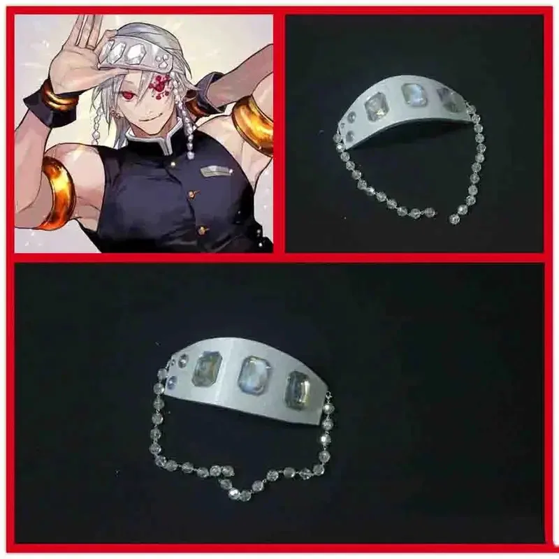 NewAnime Kimetsu No Yaiba Uzui Tengen Diadema Cosplay Tocado Peluca Accesorios para máscara de ojos Disfraces de Halloween Prop2025c;5,v'8.d;