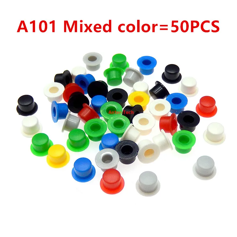 50Pcs A101 Touch button switch round cap type for 6 × 6 6 * 6mm smooth micro switch inner hole 3.1/3.4mm color cap button kit