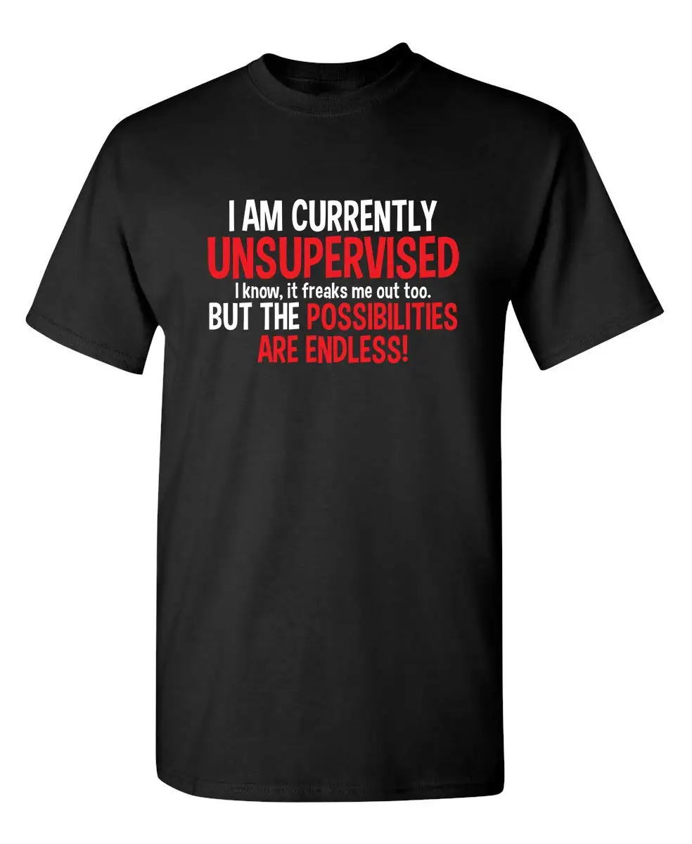 Men Loose Cotton T Shirt I Am Currently Unsupervised Funny Slogan Text Print Short Sleeve Casual Daily Street Humor Tops