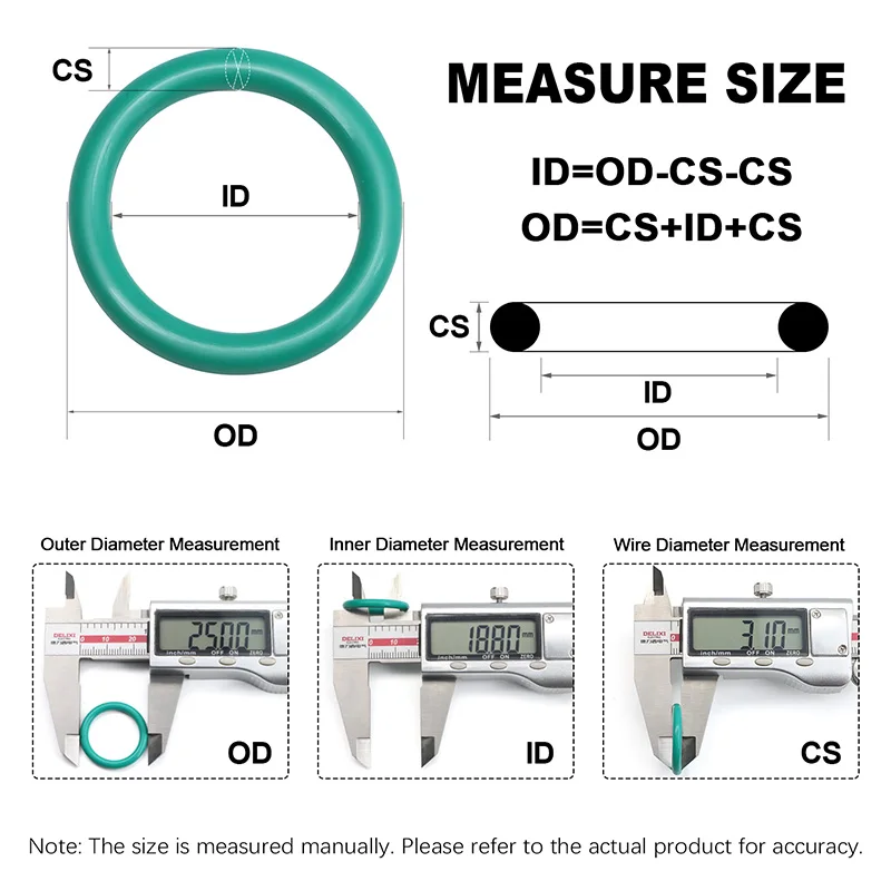 10/50PCS CS 1mm 1.5mm FKM O Ring OD 4mm ~ 50mm Green Fluorine Rubber Insulation High Temperature Oil Resistance Sealing Gaskets