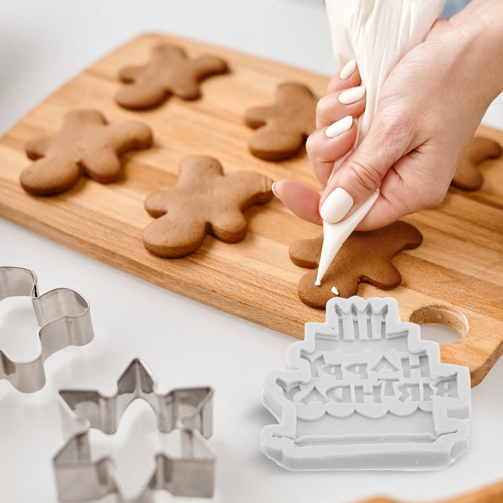 3Pcs Happy Birthday Silicone Molds Food Grade Safe for Fondant Cake Decorating Resin Craft Chocolate Candy Baking DIY Letter view 4