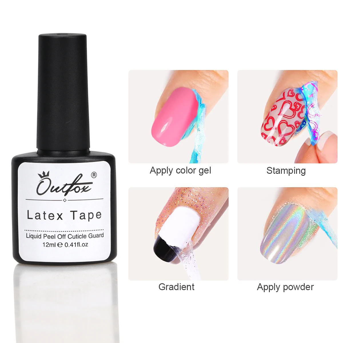 12ML Líquido protector de uñas tipo peel-off, cinta de látex anti-derrame para bordes, almohadilla protectora de cutículas, protectores de laca para uñas y dedos