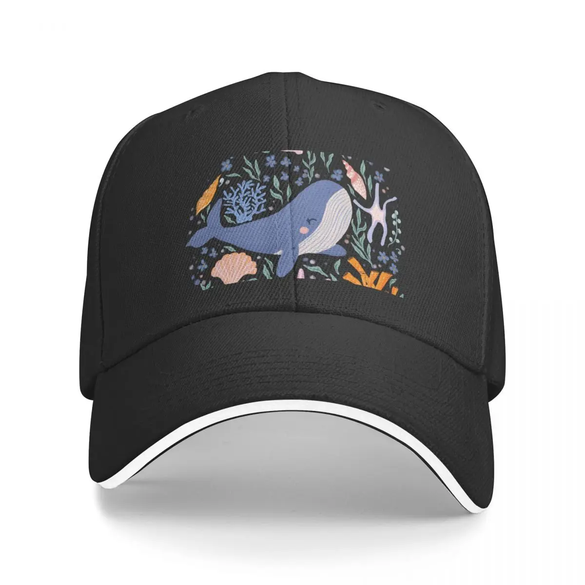 

Adorable Whale and Sea Life Baseball Cap Wild Ball Hat Mountaineering Hat Beach Snapback Cap Men Women's