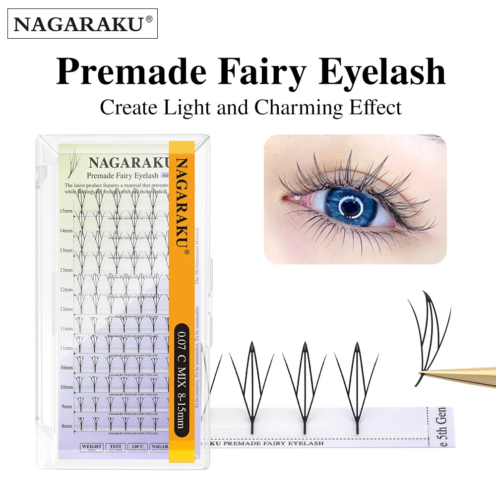 NAGARAKU 30 Packungen Vorgefertigte Spire Flying Spire Wimpernverlängerungen Anime-Effekt Weiche Comic-Wimpern – Detail 11