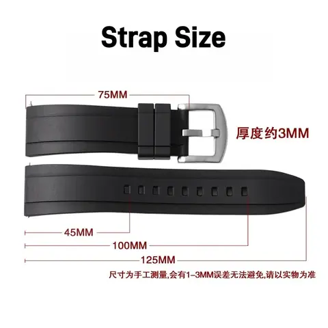 20mm FKM Fluoro gummiarmband för Omega Seamaster 300 dykarklocka böjd ände vikbar spänne ersättningsarmband uppgradering svart blå 10 best sales 20 mm klockarmband med böjd ände - №7