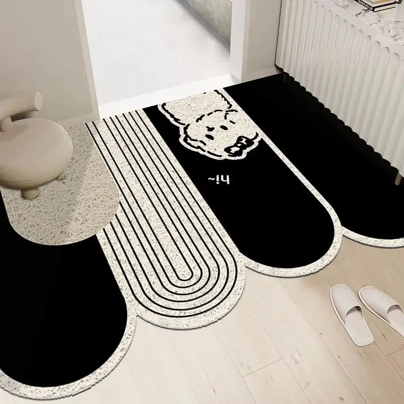 Entrance door mat, silk ring, cartoon style floor mat, sand scraping, mud scraping, dust removal, wear-resistant carpet