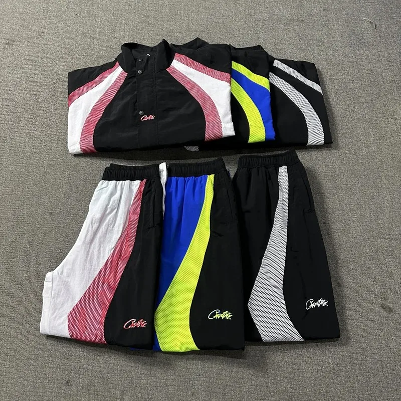 

Spor Me Panel Color Blo Casual Pants Set Loose Fit Trousers with Cuffed Bot for Men Khaki Straight Leg mid Waist