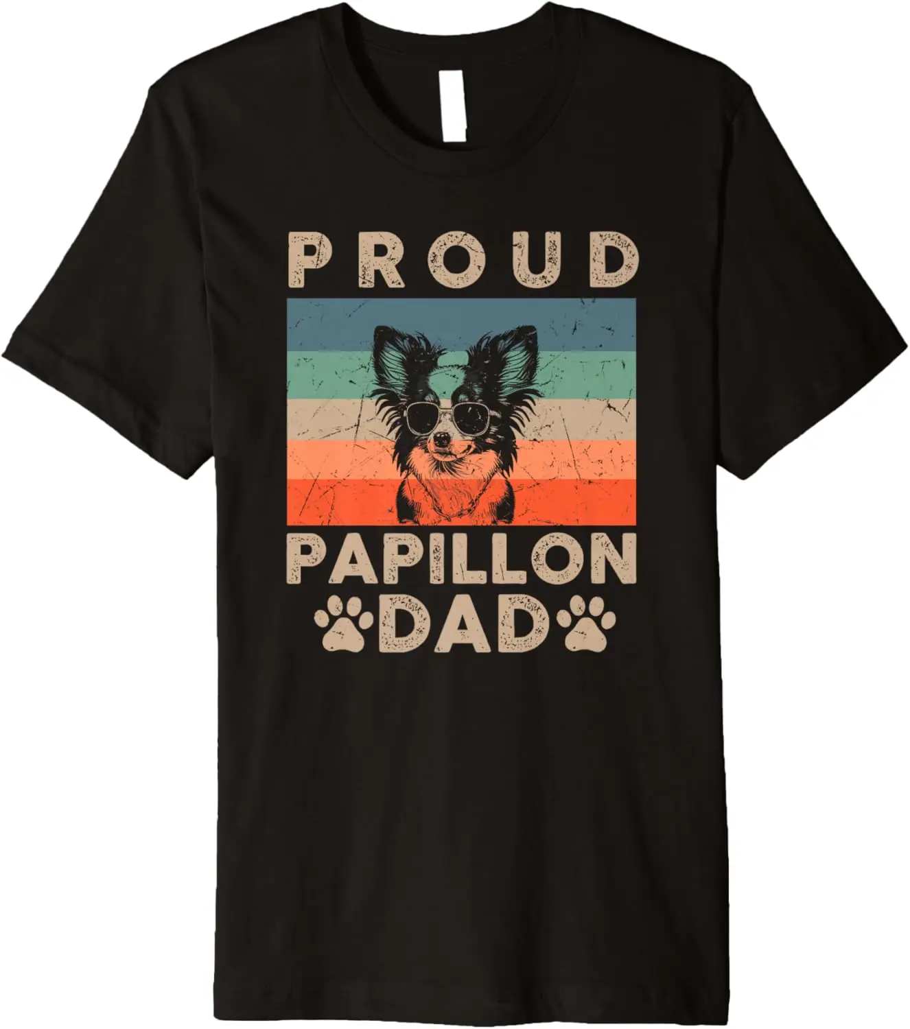 Vintage Proud Papillon Dad Gifts for Men Dog Rescue Lovers Premium T-Shirt