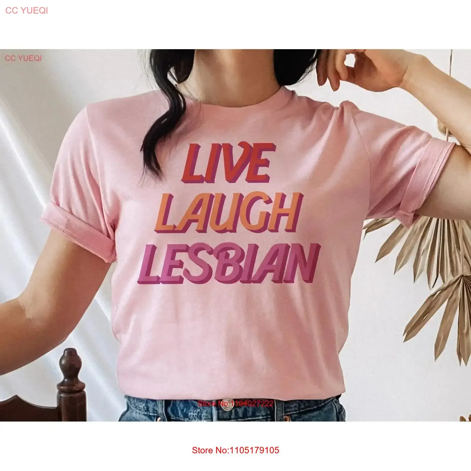 Live Laugh Lesbian T Shirt Pride LGBTQ Girls Who Love Lovers Trendy vintage Washed designer clothes Soft Stretched Breathable