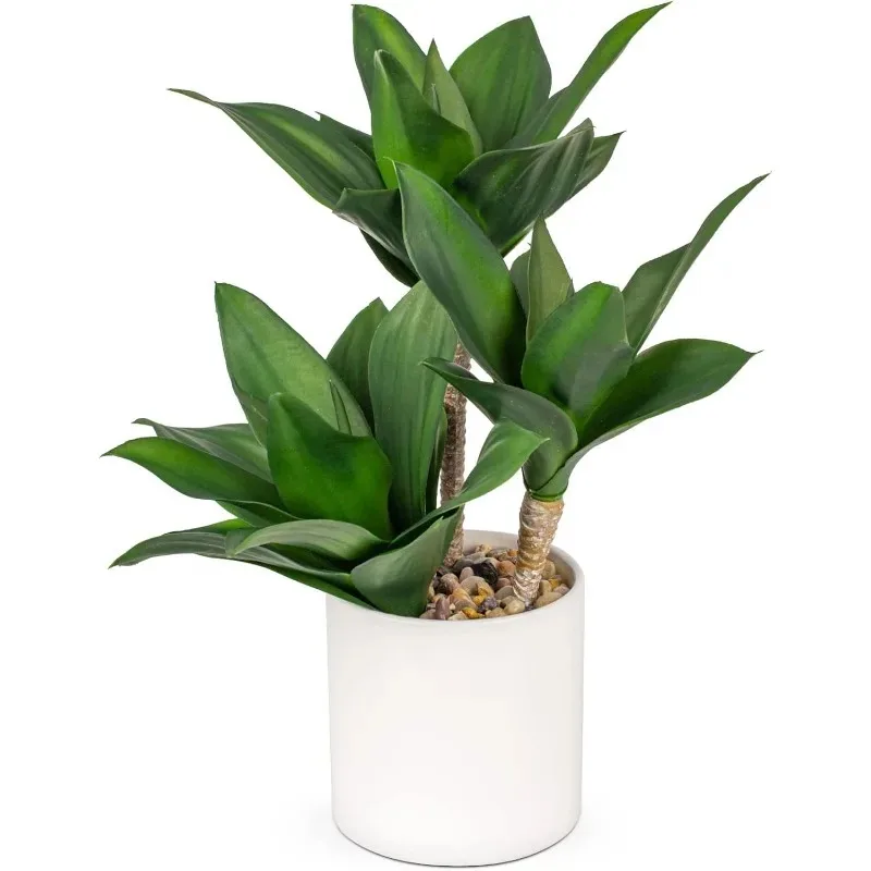 

Large Artificial Agave Plants Fake Three-Head Agave Succulent Plant Potted Faux Plant in White Pot Succulent Aloe Plant Indoor