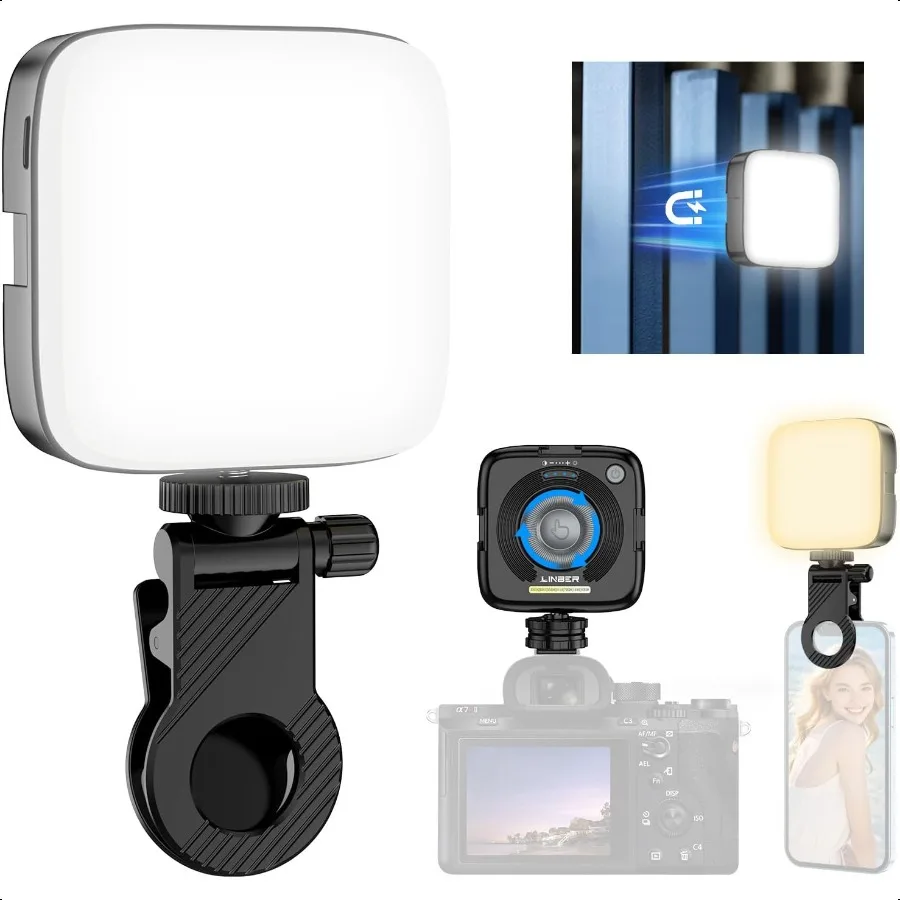 

Magnetic LED Video Light Pocket Soft Camera Light w 3 Cold Shoe 30009000K 2000mAh Rechargeable Photography Lighting for Content