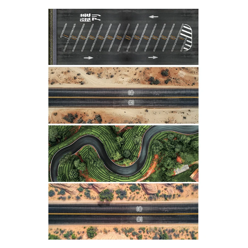 

1PCS 1/64 Scale Scene Mat Parking Lot Highway Pattern 800x300mm Rubber Mouse Pad Desk Mat for Car Model Photography Backdrop