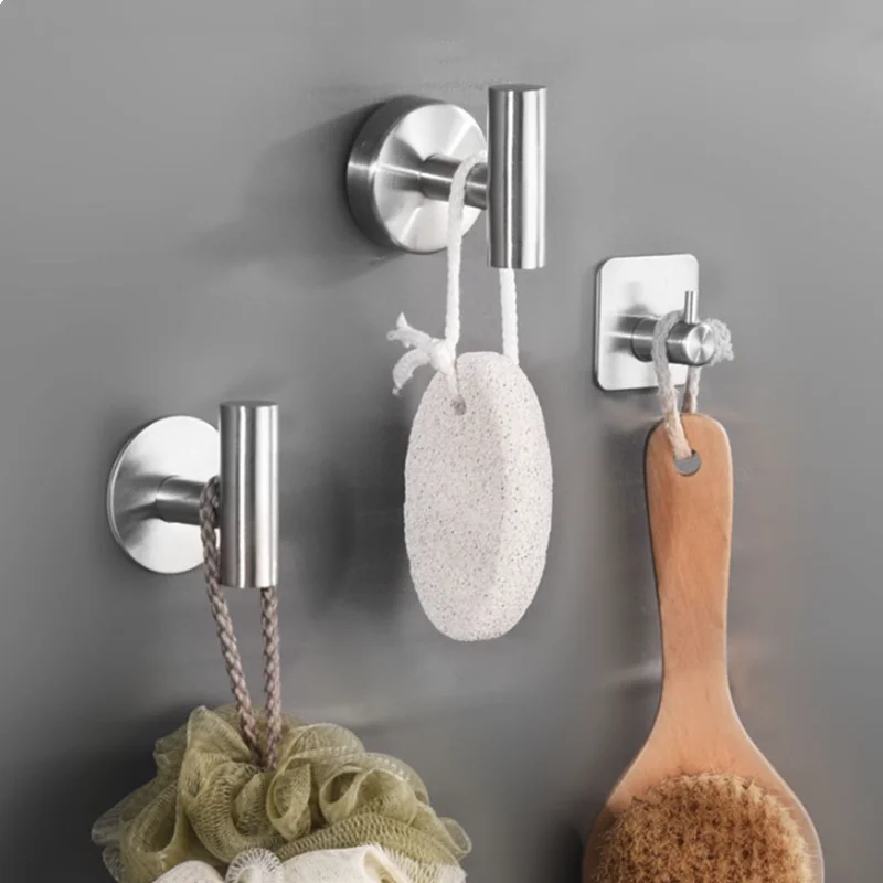 1 pz gancio da parete in acciaio inox ganci per appendere vestiti adesivo nero opaco portachiavi per bagno cucina