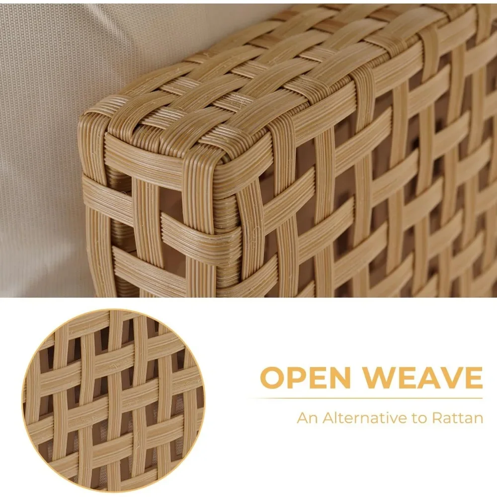 7-Piece Wicker Patio Furniture Set Boho Outdoor Conversation Set Sectional Sofa