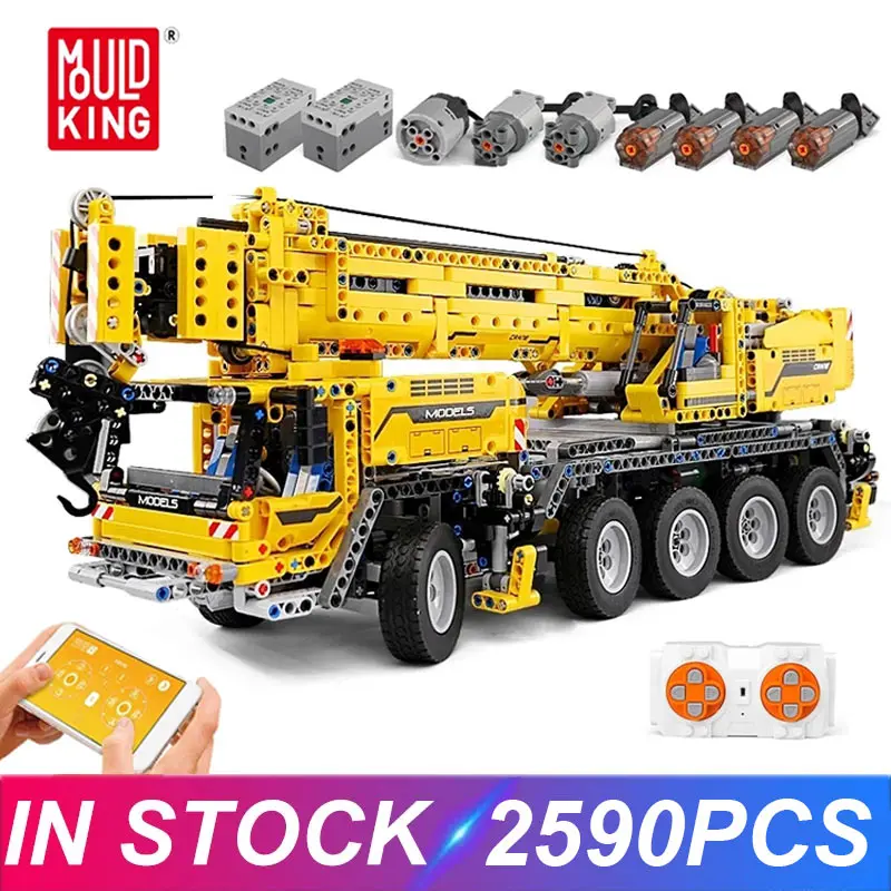 Mould King 13107S Technical Car MOC-0853 Motor Power Mobile Crane MK II Truck Model Building Blocks Bricks Toys For Kids Gifts