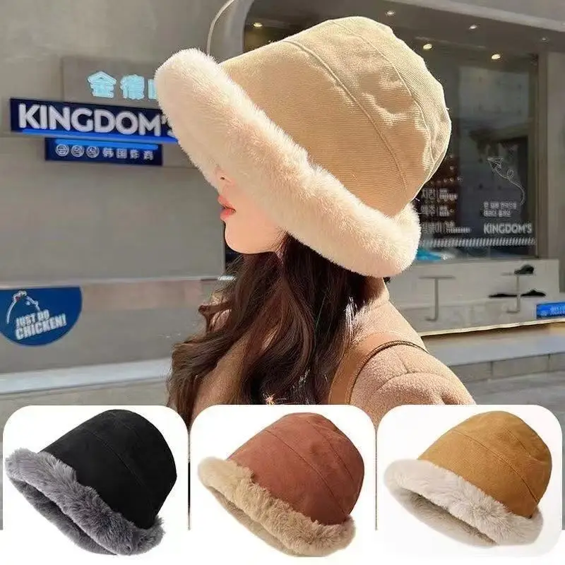 Autumn and Winter Thickened Warm Cap Ladies Outdoor Cold Pot Cap Windproof Ear Protector Warm Fisherman Cap