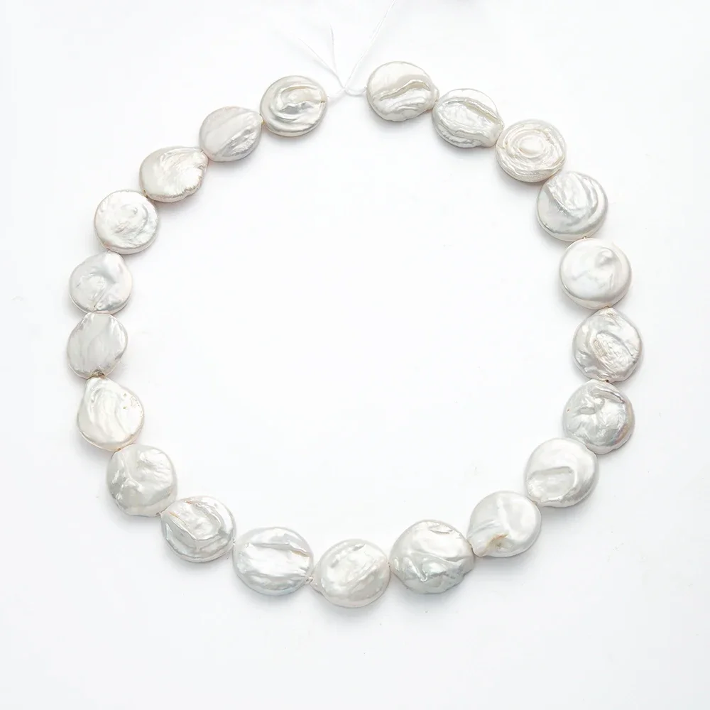 

18-20mm Baroque Button Shaped Natural Freshwater Pearl Loose beads White Charms DIY Necklace Bracelet Earrings Trendy Jewelry