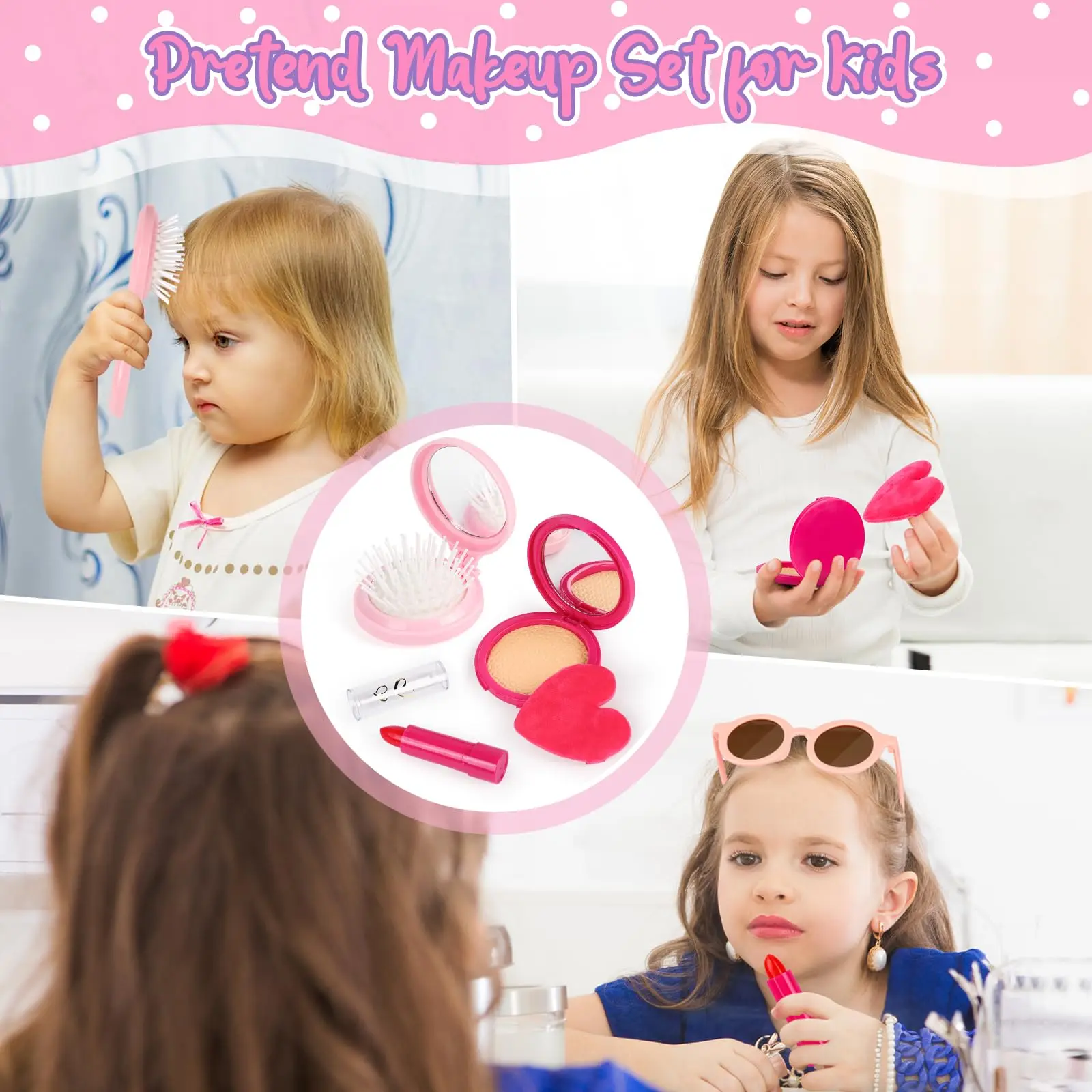 Set 32 Pezzi Borsa Giocattolo per Bambine, Borsetta con Trucchi e Cellulare, Gioco di Ruolo da Principessa, Regalo di Natale/Compleanno per Bambini 3-6 Anni