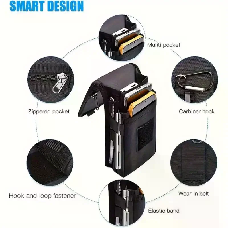 携帯電話バッグ カジュアルウエストバッグ ペン挿入バッグ フリップトップ携帯電話ウエスト吊り下げバッグ ウエストバッグ 携帯電話