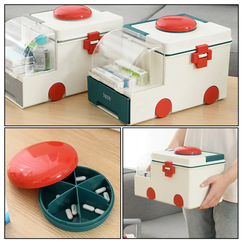 

Кейс для хранения медикаментов, пластиковый, большой емкости, для всей семьи, органайзер для домашней аптечки, медицинский кейс для экстренных случаев