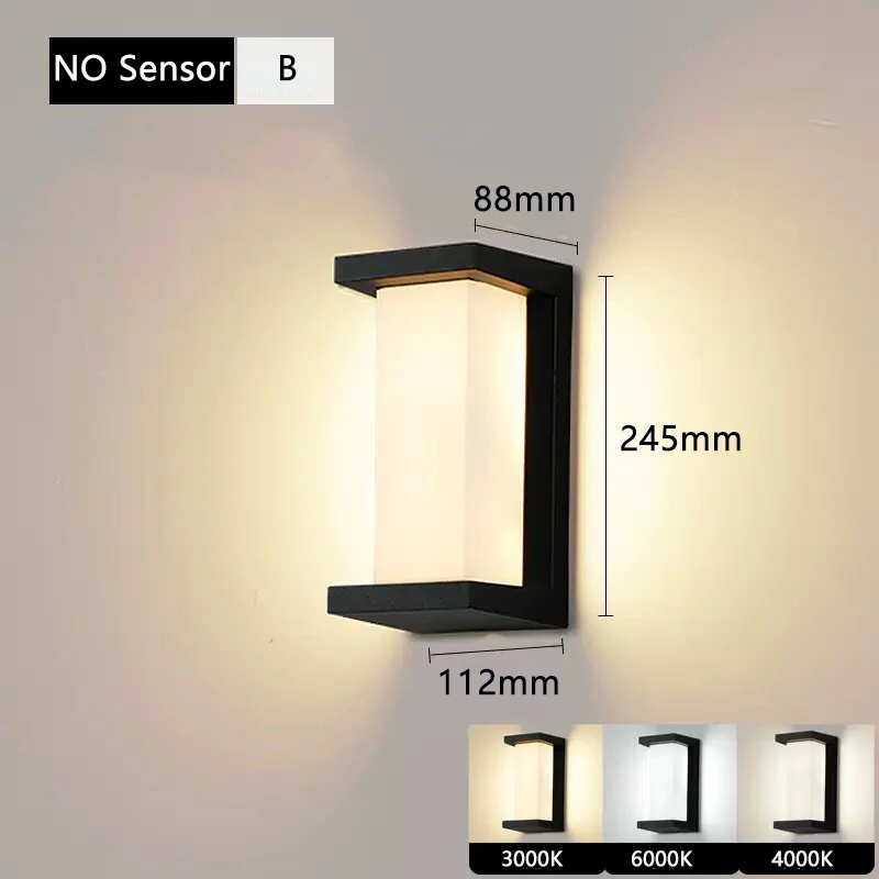 ไฟ LED กลางแจ้งกันน้ํา IP65 Motion Sensor Light Wall Light 110V220V Porch ไฟระเบียงสวนไฟโคมไฟติดผนังกลางแจ้ง