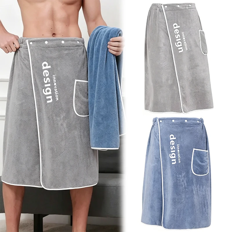 1PC Men's Bathrobe Quick Drying Towel Wearable Blanket Microfiber Swim Towel Robe One Size Soft Towel Gym Spa Sauna Shower