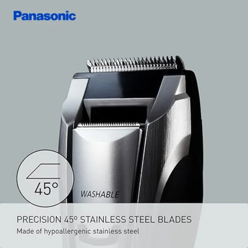 ماكينة تشذيب باناسونيك متعددة العواصف للرجال لشعر اللحية والجسم 39 إعداد طول الكسوة مع 3 ملحقات تشغيل لاسلكي